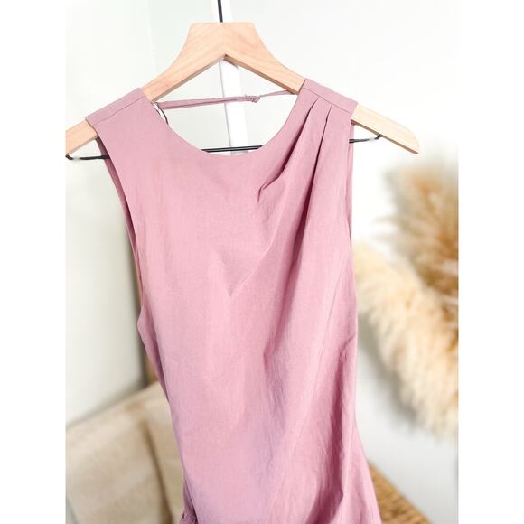 NWT Zara Ruched Bodycon Dress XS Pink Open Back Strappy Sleeveless Blogger Fave - Picture 5 of 9